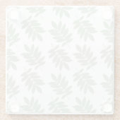 Elder Leaf Pattern Green+White ガラスコースター (裏面)