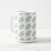 Elder Leaf Pattern Green+White コーヒーマグカップ (正面左)