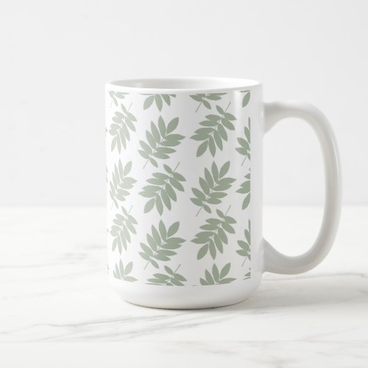 Elder Leaf Pattern Green+White コーヒーマグカップ (右)