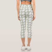 Elder Leaf Pattern White on Green カプリレギンス (裏面)