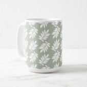 Elder Leaf Pattern White on Green コーヒーマグカップ (正面左)