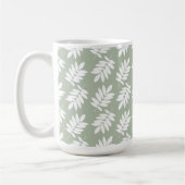 Elder Leaf Pattern White on Green コーヒーマグカップ (左)