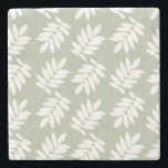 Elder Leaf Pattern White on Green ストーンコースター<br><div class="desc">Rustic Elder tree leaf silhouette in a surface pattern design with white detail on a green background.</div>