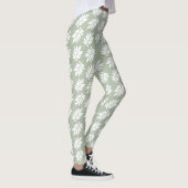 Elder Leaf Pattern White on Green レギンス (右)