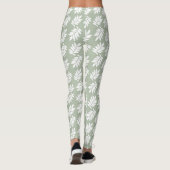 Elder Leaf Pattern White on Green レギンス (裏面)