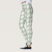 Elder Leaf Pattern White on Green レギンス (左)