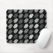 Elder Leaf Rpt Pattern Black White Grey マウスパッド (マウス)