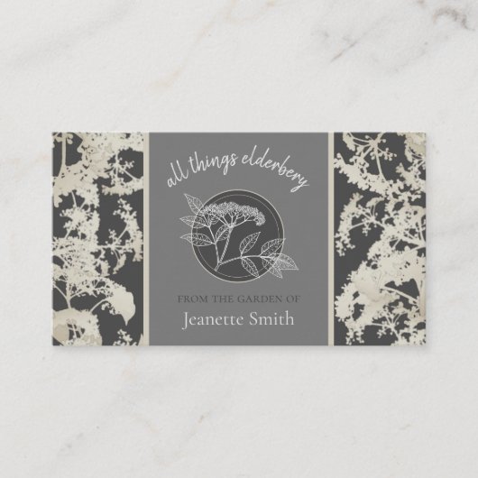 ElderflowerまたはElderberryビジネスヴィンテージダーク 名刺 (正面)