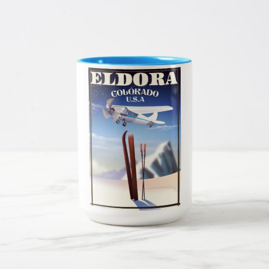 Eldoraコロラド旅行のポスター。 ツートーンマグカップ (中央)
