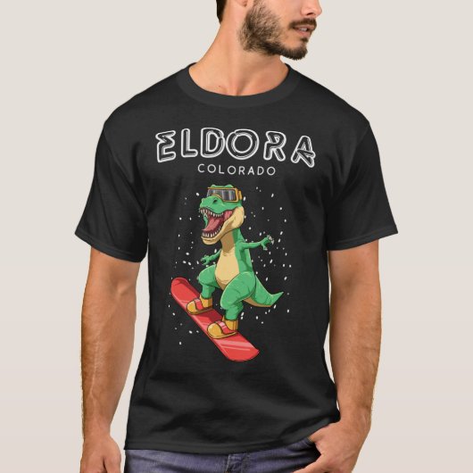 Eldora Colorado - T-レックススノーボードギフトプルオーバーHo Tシャツ (正面)