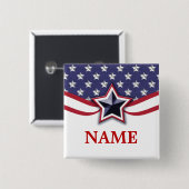 Election Campaign Pin Template Stars Stripes 缶バッジ (正面&裏面)