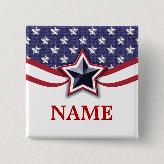 Election Campaign Pin Template Stars Stripes 缶バッジ (正面)