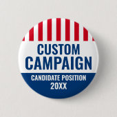 Election Design - Vintage Shield Red White Blue 缶バッジ (正面)