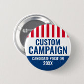 Election Design - Vintage Shield Red White Blue 缶バッジ (正面&裏面)