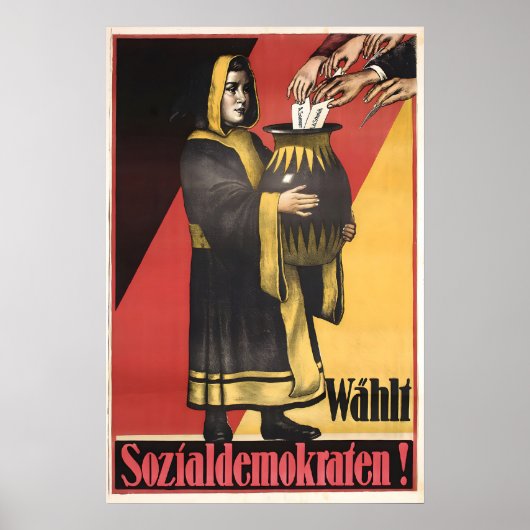 Election Poster 1920s German Labour Party SPD Wall ポスター (正面)