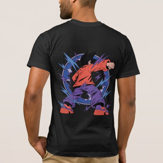 Electric Anime Fighter Silhouette – 稲妻パワー Tシャツ (裏面)