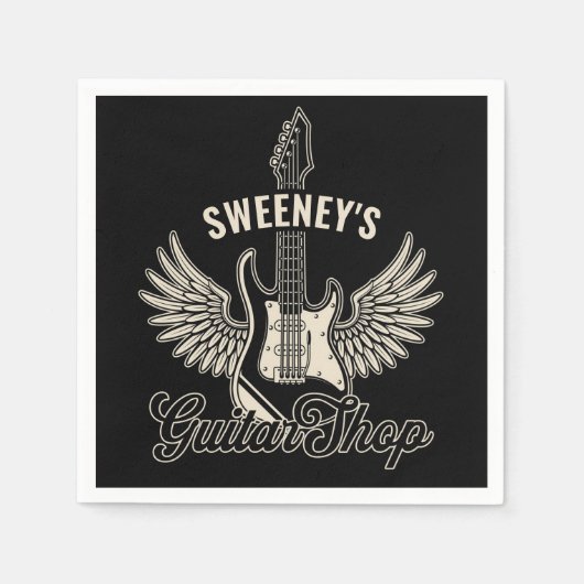 Electric Ax Wings ADD NAMEギタリストギターショップ スタンダードカクテルナプキン (正面)