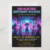 Electric Birthday Neon Glow Party 招待状 (正面)