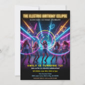 Electric Birthday Neon Glow Party 招待状 (正面)