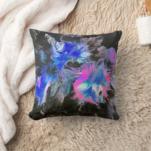 Electric Bloom Abstract Throw Pillow クッション (ブランケット)