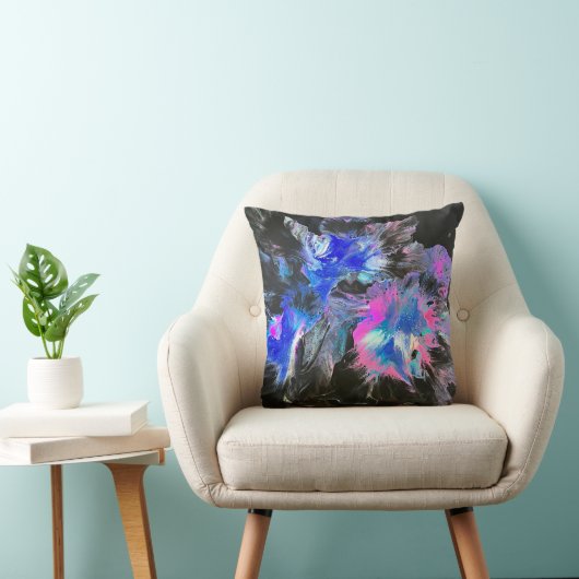 Electric Bloom Abstract Throw Pillow クッション (椅子)