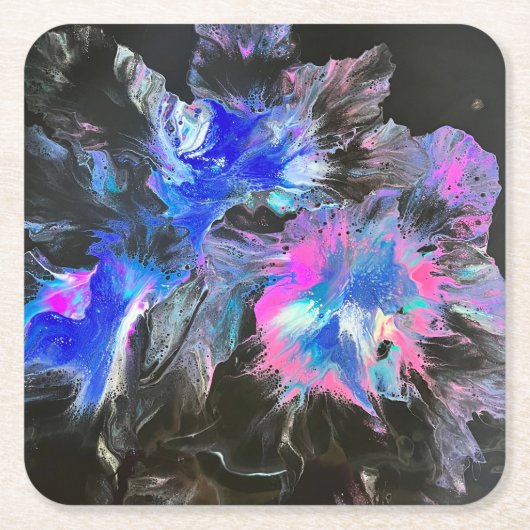 Electric Bloom Coaster Set - Abstract スクエアペーパーコースター (正面)