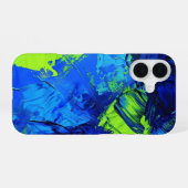 Electric Blue and Green Strokes _ iPhone ケース (裏面横)
