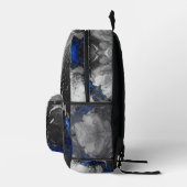 Electric Blue, Black and Grey Marble print プリントバックパック (右)