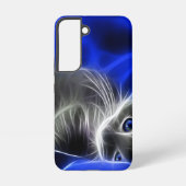Electric Blue Cat | 光る抽象的なスマホケース Samsung Galaxyケース (裏面)