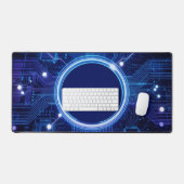 Electric Blue Circuit Board Desk Mat for Tech Fans デスクマット (キーボード&マウス)
