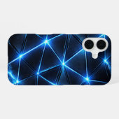 Electric Blue Geometric Energy Grid Phone Case iPhone 16ケース (裏面横)