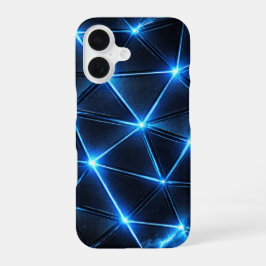 Electric Blue Geometric Energy Grid Phone Case iPhone 16ケース