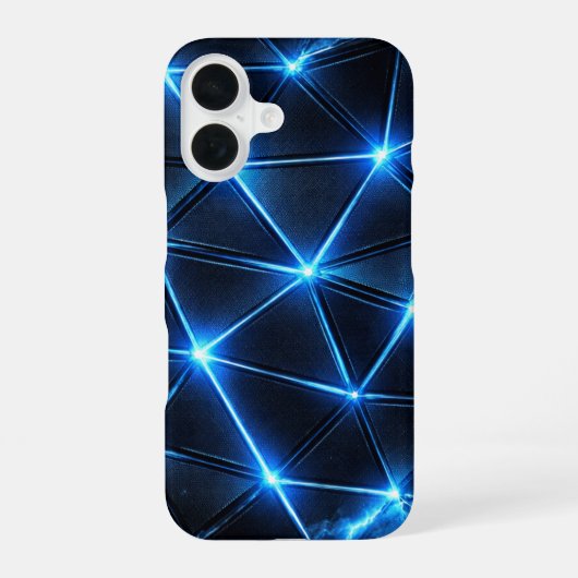 Electric Blue Geometric Energy Grid Phone Case iPhone 16ケース (裏面)