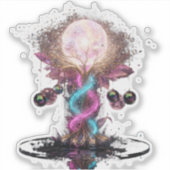 Electric Blue Neon Blossom Transparent Sticker シール (正面)