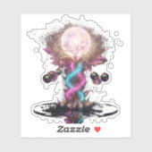 Electric Blue Neon Blossom Transparent Sticker シール (シート)