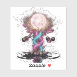 Electric Blue Neon Blossom Transparent Sticker シール