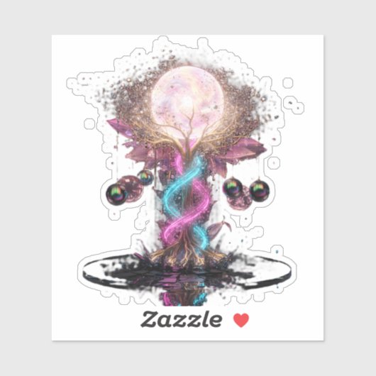 Electric Blue Neon Blossom Transparent Sticker シール (シート)