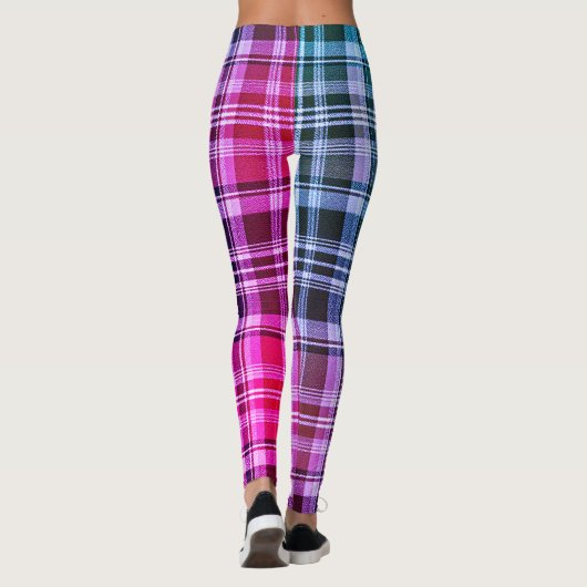 Electric Blue Pink Plaid Gradient Design レギンス (裏面)