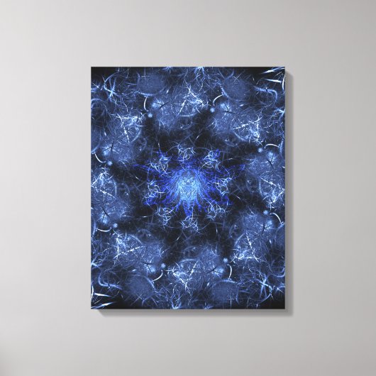 Electric Blue Plasma Fractal Art キャンバスプリント (正面)