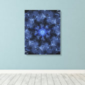 Electric Blue Plasma Fractal Art キャンバスプリント (インサイチュ (ウッドフロア))