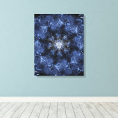 Electric Blue Plasma Fractal Art キャンバスプリント (インサイチュ (ウッドフロア))
