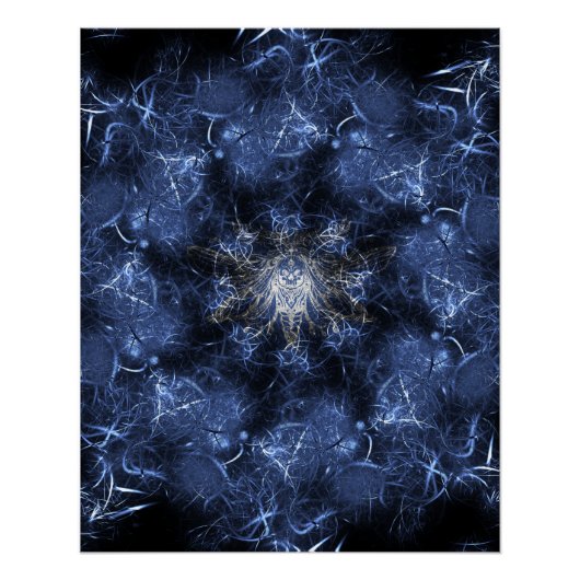 Electric Blue Plasma Fractal Art ポスター (正面)