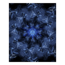 Electric Blue Plasma Fractal Art ポスター