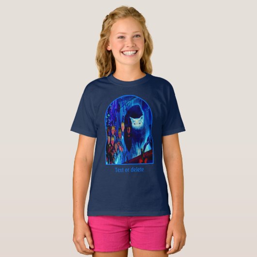 Electric Blue Siamese Cat Animal Art Personalized Tシャツ (正面フル)