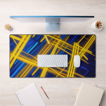 Electric Blue Yellow Glowing Futuristic Line Art