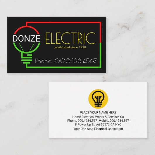 Electric Bulb Wiring Circuit Frame 名刺 (正面/裏面)