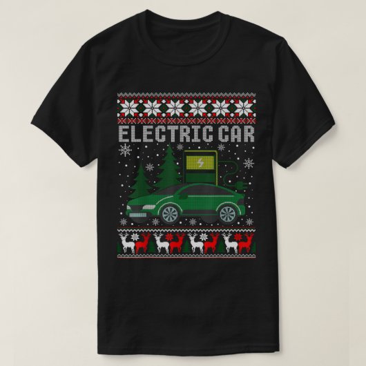Electric Car Christmas Funny Ugly Xmas Sweater  Tシャツ (デザイン正面)