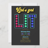 Electric Cranberry Get Lit Retro Christmas Party 招待状 (正面)