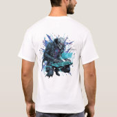 Electric Cyberpunk Hacker Skeleton Gamer Graphic T Tシャツ (裏面)