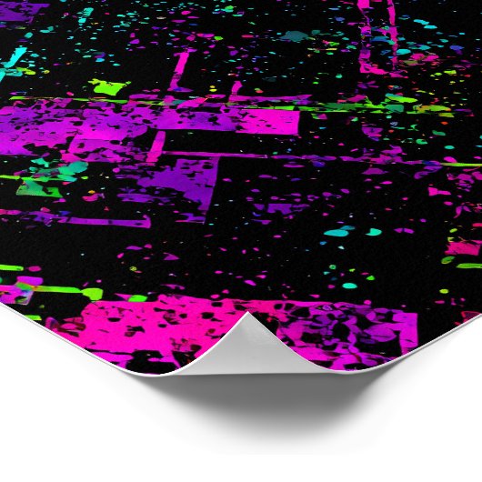 Electric Cyberpunk Texture: Seamless Neon Signal ポスター (角)